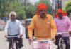 प्रधानमंत्री के आवाहन पर पार्षद सुरेश पटेल उर्फ गुड्डू ने साइकिल चलाकर पहुंचे नगर निगम मुख्यालय